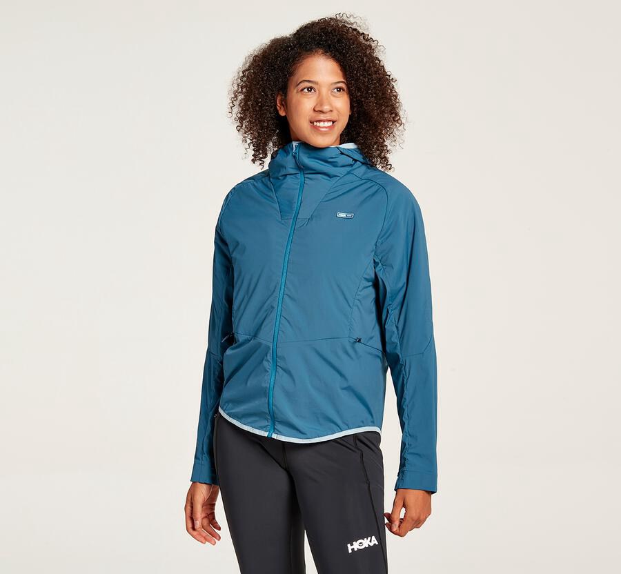 Hoka Australia One One Hybrid Run - Womens Jackets Blue - XMHZD-9875